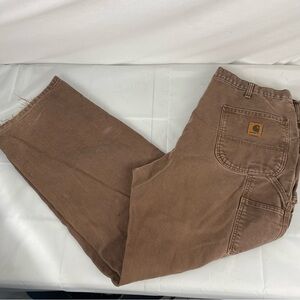 VTG Carhartt B11 thrashed distressed Brown Original Dungaree Duck Canvas 40x34